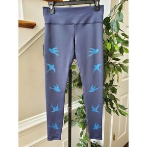 Noli Women Blue Bird Polyester Mid Rise Pull on Skinny Fit Yoga Pant Size M